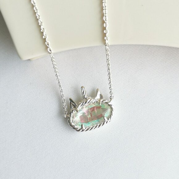 Kendra Scott Elisa Unicorn Bright Silver Dichroic Glass Short Necklace - Picture 1 of 4